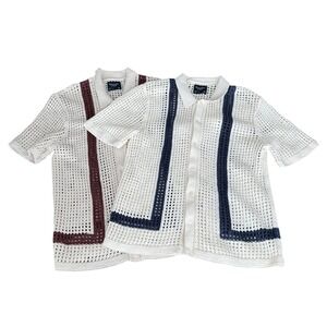 Abercrombie & Fitch Men's Crochet Sweater Polo Medium - Bundle of 2